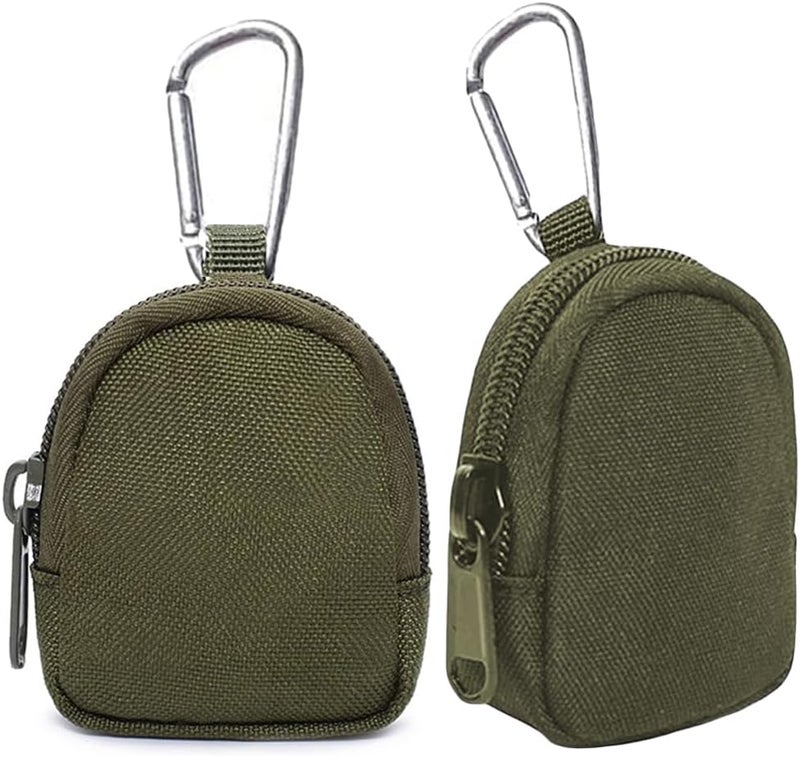 Imeisuit 2 Pack Tactical Coin Purse - Military Pocket Keychain Pouch as Mini Tool Organizer Coin Car Key Waist Case Earphone Pack Backpack Accessory Pouch (Army Green-2pcs) - Image 1